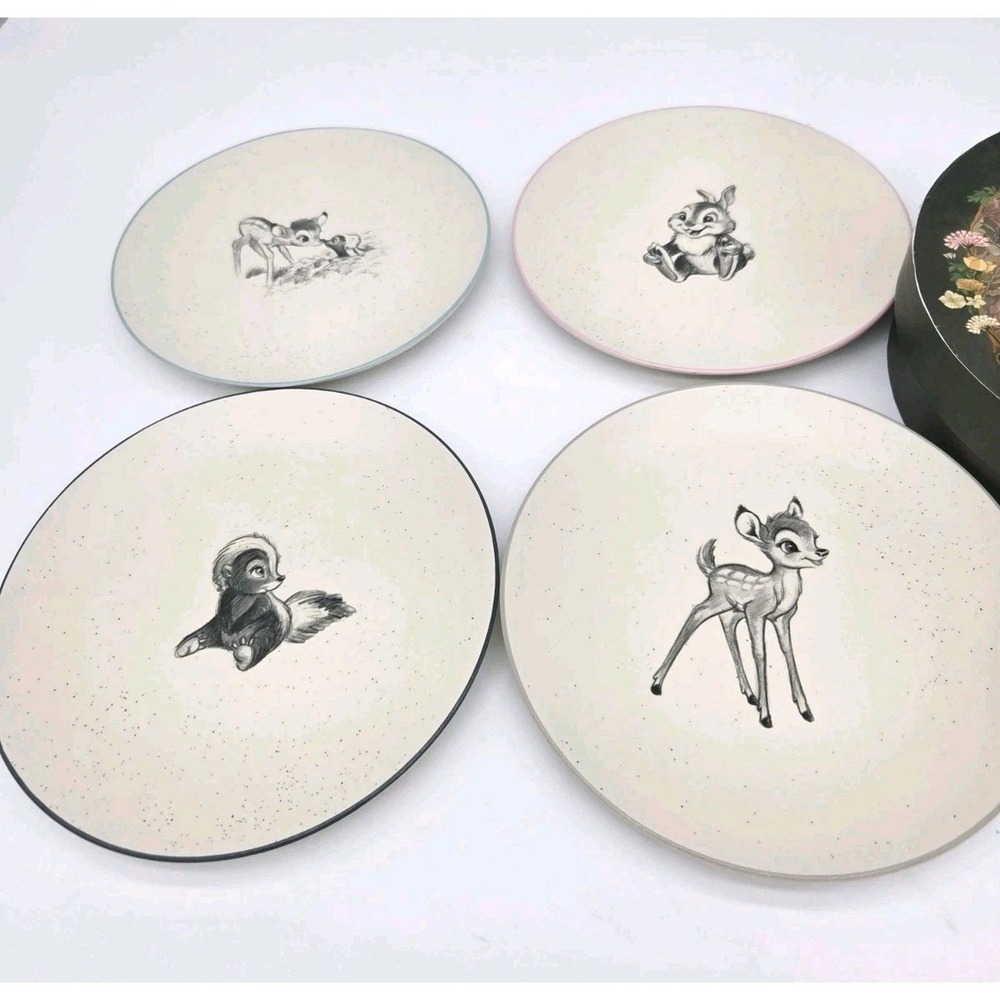 Disney Bambi 75th Anniversary 4 Plate Set Desert Ceramic Limited Edition